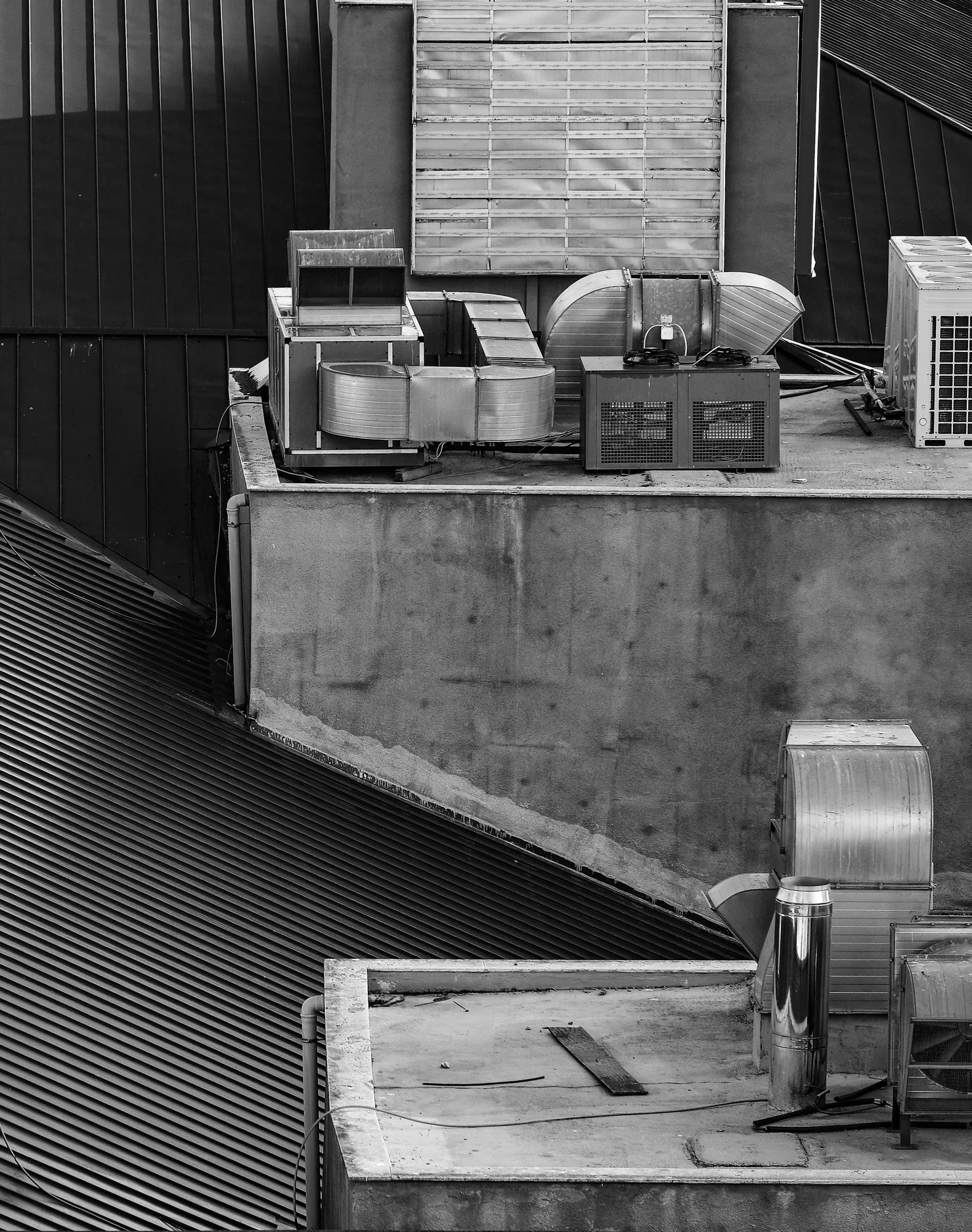 Rooftop HVAC equipment on a commercial building